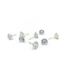 10K 14K Real Gold Basic Stud Basket Earring Martini Prong Setting Simple Style Women Gold Earrings